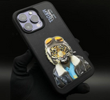 Luxury Santa Barbara Polo Club Fashion Tiger Leather Case for iPhone 15 Pro