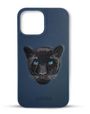 Luxury Santa Barbara Polo Club Black Panther Leather Back Case for iPhone 14 Pro Max