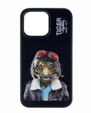 Luxury Santa Barbara Polo Club Black Tiger Leather Back Case for iPhone 14 Pro Max