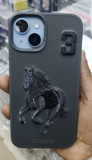 Luxury Santa Barbara Polo Club Black Horse Leather Case for iPhone 15 Pro Max