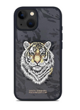 Luxury Santa Barbara Polo Club Grey Tiger Leather Back Case for iPhone 15 Pro